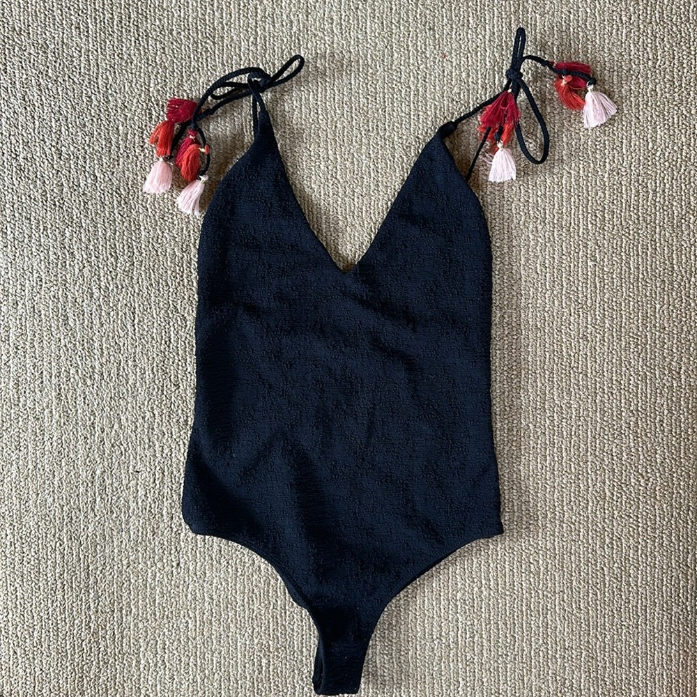 EUC Beach Riot one piece with tassels size small